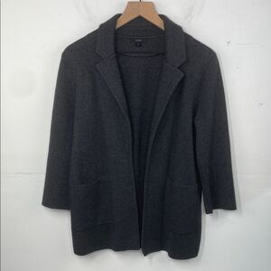 J.Crew Merino Wool Blend Open Front Cardigan Jacket Charcoal Gray Small